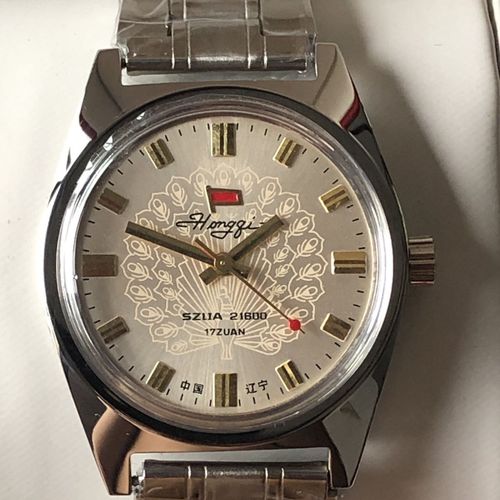 国产手动上发条机械表红旗孔雀表盘经典收藏怀旧复古爸爸辈奢侈品