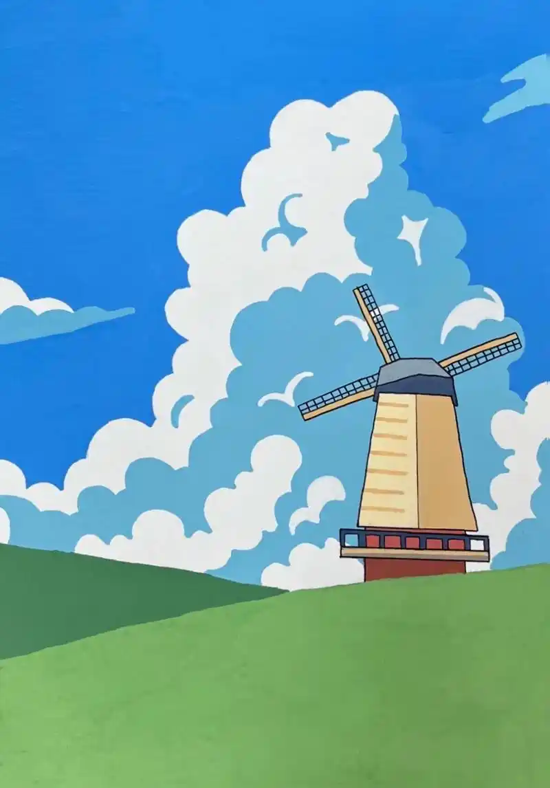 丙烯马克笔 | 治愈系画风·《风车》宫崎骏动漫里的风景#丙烯 - 抖音