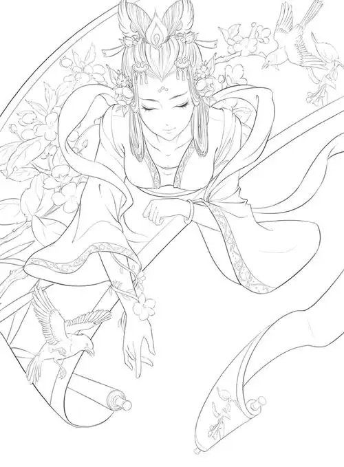 现货正版包邮百妖行玉人歌唯美古风涂色线描集古风涂色线思美人哒哒猫