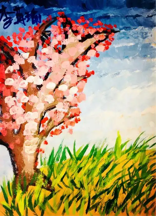 锡九美术学校南校区周六下午水粉班《春天的树》