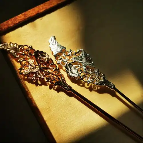 唐风发簪古风精致牡丹发钗唐朝宫廷发饰汉服贵妃头饰 明制掩鬓簪