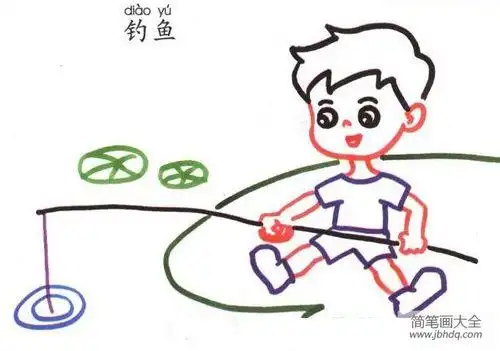 抓鱼简笔画小朋友用网捞鱼简笔画一组灯笼鱼简笔画图片如何画探险海底