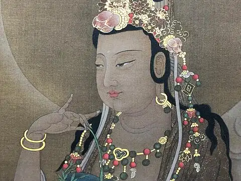 中国画工笔重彩佛像画观音画像