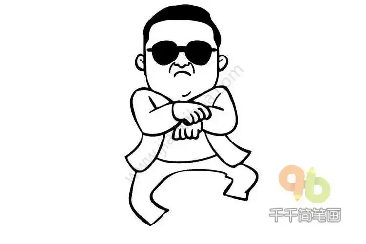 鸟叔朴载相明星人物简笔画步骤图