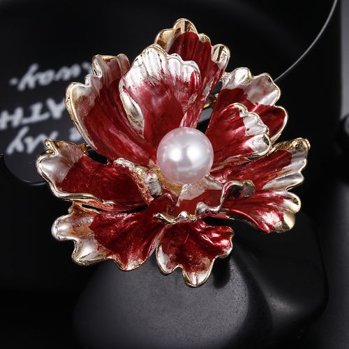 胸花中国国风花卉镶嵌牡丹多层花瓣滴油高档胸针