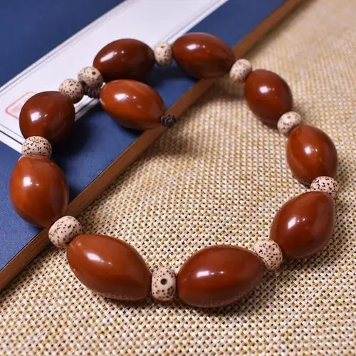 橄榄核素珠手串 搭配星月菩提隔珠油核橄榄胡佛珠手链文玩男女款