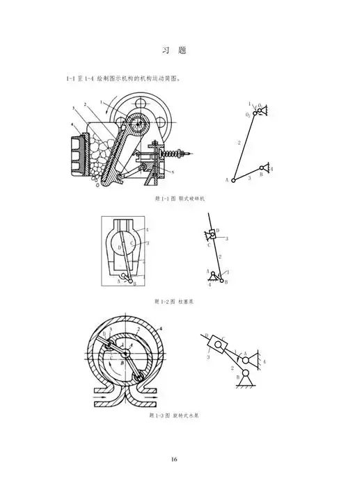 1 平面机构运动简图和自由度 习习题答案