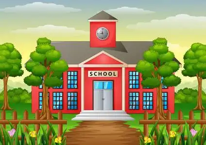 绿色建设卡通学校建设与绿色围场照片