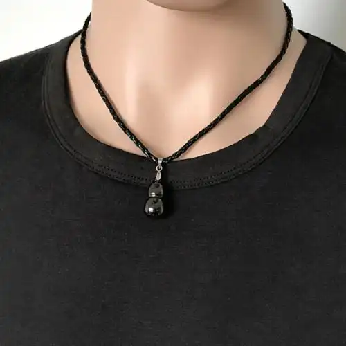 黑色男生好运项链葫芦本命年锁骨吊坠