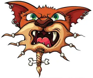 剑齿虎-萨满,拄着拐杖在它的爪子攻击照片