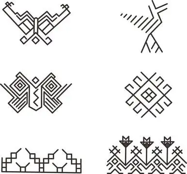 瑶族挑花绣线稿矢量图案素材