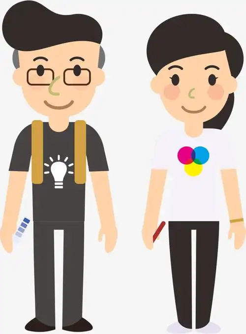 扁平化人物男女站立卡通造型-html素材网