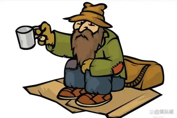 有一个乞丐在路边乞讨,那乞丐浑身衣服破烂,整个人精神萎靡不振,这个