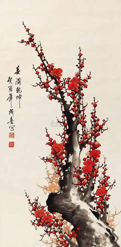 2125 1993年作 红梅 立轴 纸本