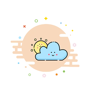 手绘mbe风格多云天气图标