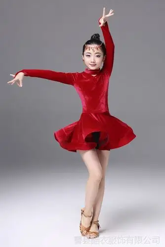 新款儿童拉丁舞裙秋冬女童拉丁舞练功服少儿拉丁舞考级比赛演出服
