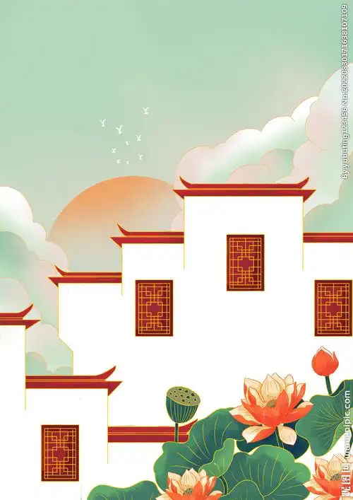 徽州建筑插画海报风景