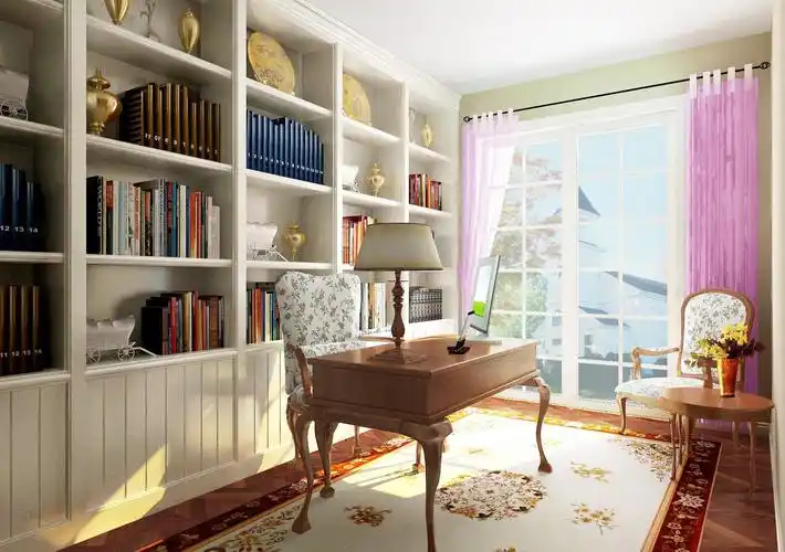长方形书房装修设计图片大全_装信通网效果图