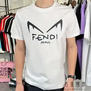 fendi/芬迪短袖男装新款小怪兽眼睛字母印花t恤男士纯棉圆领上衣