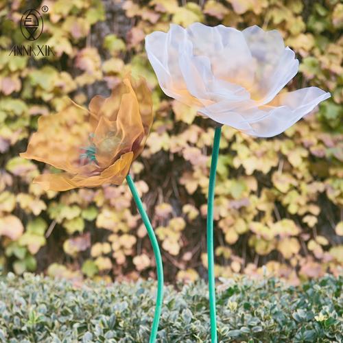 安娜夏 高端手工定制户外婚礼路引道具 铁丝网虞美人橱窗纸花装饰