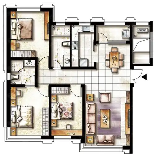 国宝星月湾150平三室两厅两卫_国宝星月湾户型图-大连搜狐焦点网