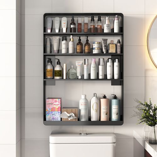 卫生间马桶上方置物架家用收纳柜壁挂式免打孔厕所浴室化妆品架子