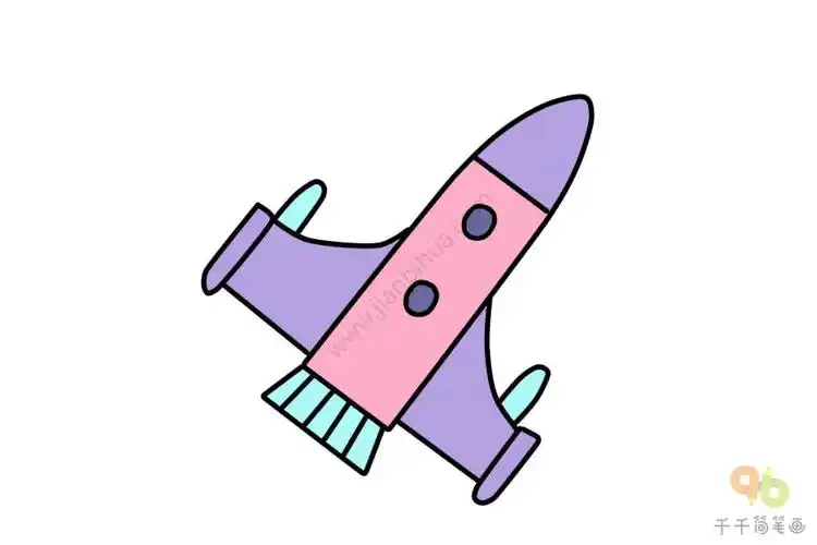 儿童喜欢的彩色火箭简笔画