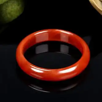 手镯女加宽加厚南红色玉石手镯玉镯子玉手镯 65-66中宽【图片 价格