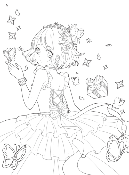 洛丽塔线稿,满足你的上色愿望!_少女
