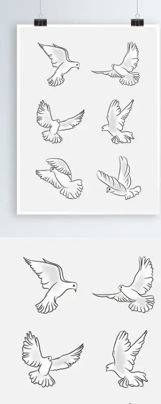 清新简约线描卡通和平鸽
