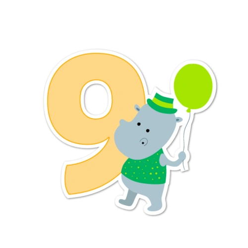 卡通动物装饰数字9图片