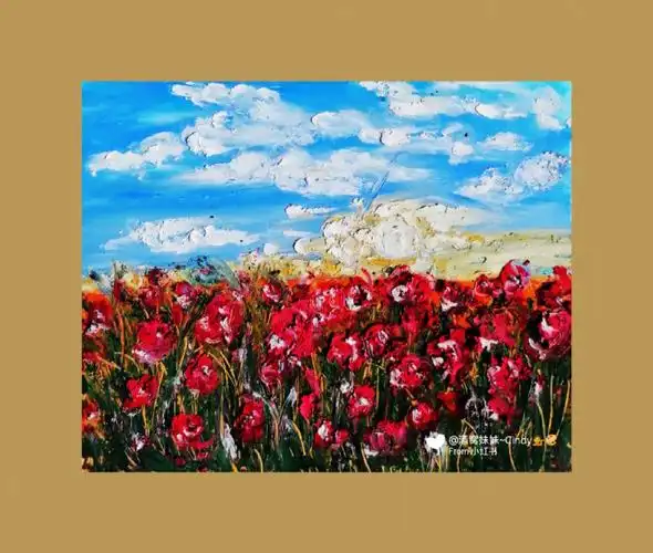 油画棒61爱在花丛中附简单步骤图