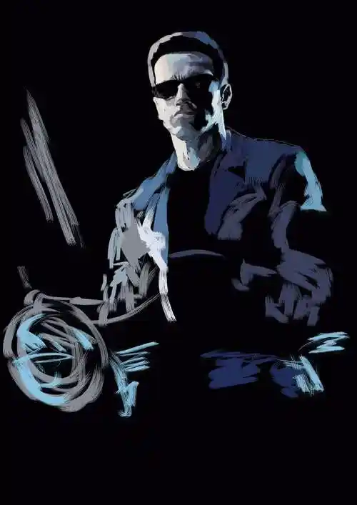 电影:《终结者》  t800 手绘板插画 练习