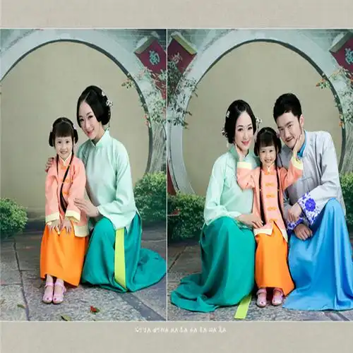新款亲子古装摄影服装影楼主题一家三口写真拍照服全家福拍照衣服