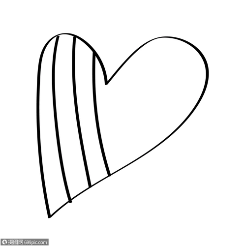 爱心简笔画幼儿黑白线稿