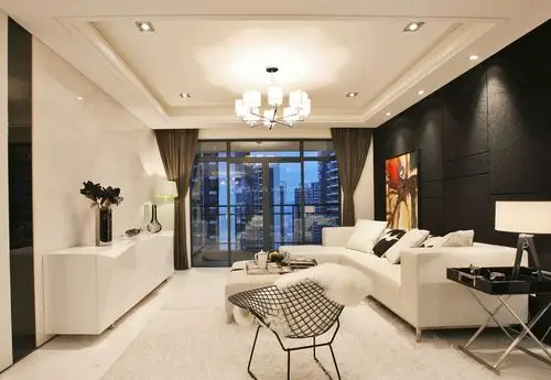 2021现代简约风格客厅吊顶装修效果图片