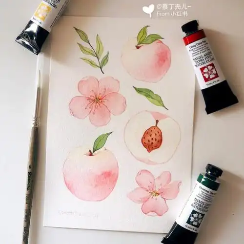 教你3步画高甜水彩明信片0基础水彩教程