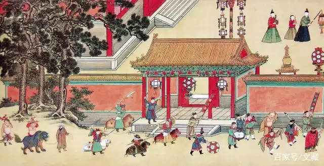 明人绘明宪宗元宵行乐图卷(局部)