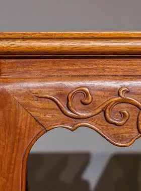 二十世纪黄花梨卷草纹三弯腿带托泥方香几(一对)明清古典家具明清家具