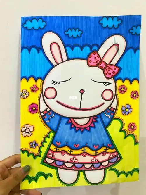 兔兔儿童画临摹_儿童画_兔子_临摹_美术_兴趣爱好_绘画