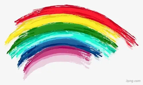 手绘蜡笔彩虹png素材透明免抠图片-卡通手绘