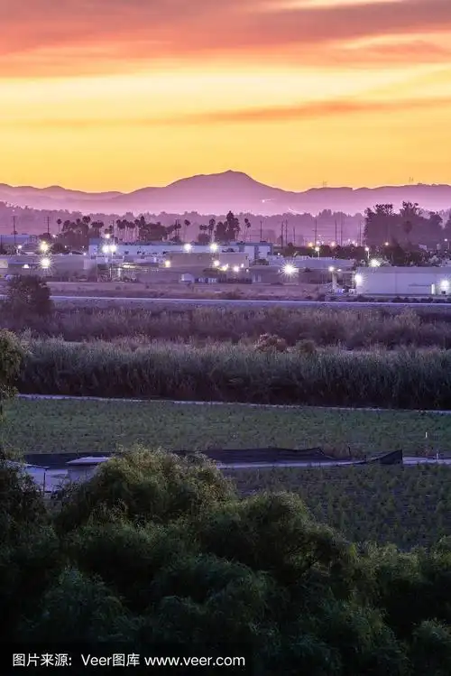 黎明笼罩着小镇的天际线.