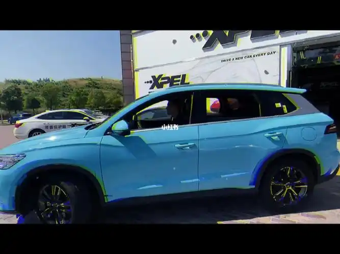 比亚迪宋pro水晶天空蓝改色膜装贴完毕天空蓝实在是太好看啦