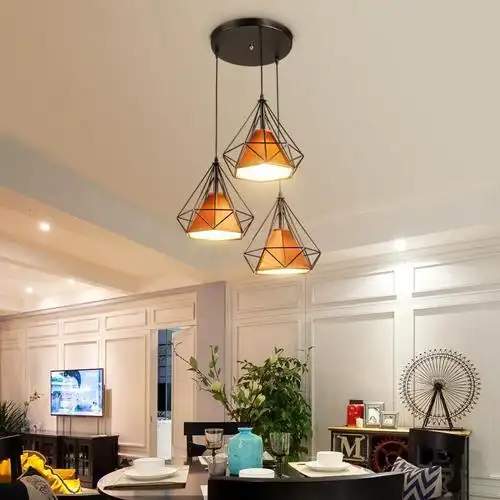 钻石餐厅吊灯闪电客现代简约三头创意loft灯饰艺术铁艺吧台餐厅个性