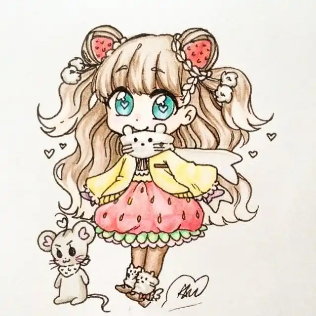 彩铅画动漫人物q版萌图超可爱的彩铅人物画18张