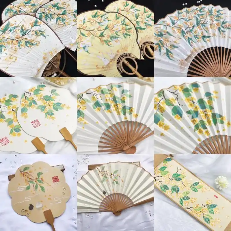 桂花合集.#手绘扇子 #手绘 #折扇 #扇面 - 抖音