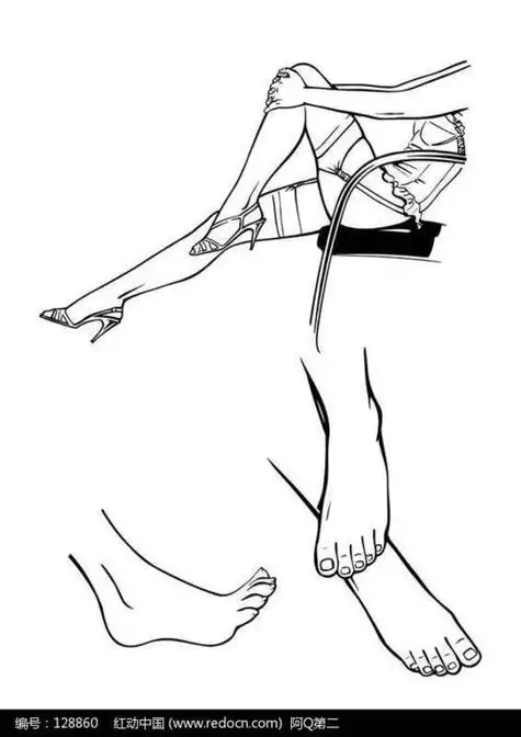 手绘腿 手绘脚 美脚 双脚 双腿 人物简笔画 女人腿脚线描简笔画 女人