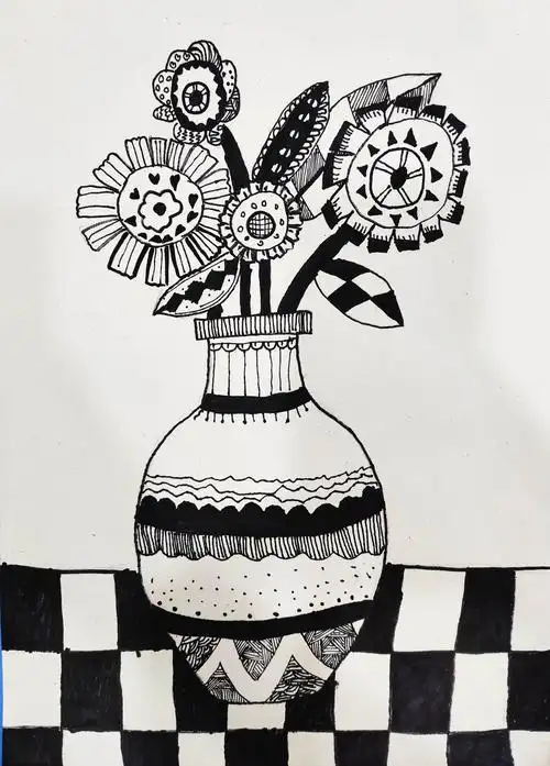 《花瓶花》艺多多艺术周日线描班