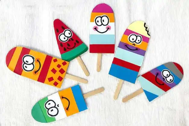 儿童简单夏天手工瓦楞纸拼贴画雪糕步骤图解