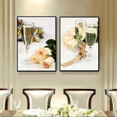 油松家庭客厅装饰画两幅轻奢餐厅墙面挂画北欧风格马术饭厅金属框壁画